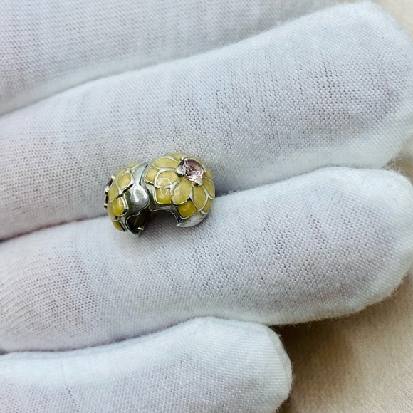 EUC Pandora 791828NBP Sterling Silver Blooming Dahlia Flower Clip Charm - Picture 9 of 13